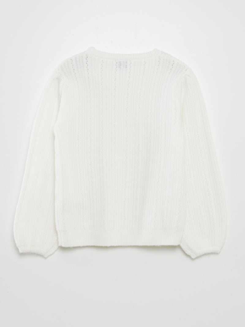 Pull en maille doudou fantaisie blanc - Kiabi