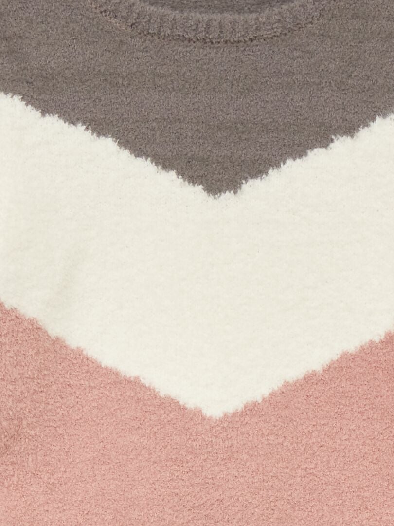 Pull en maille doudou tricolore Rose - Kiabi