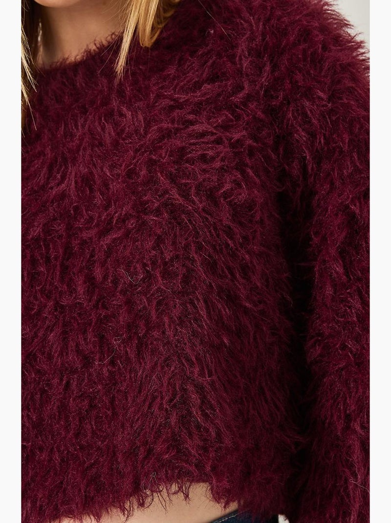 Pull en maille duveteuse lucci Rouge bordeaux - Kiabi