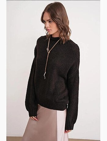 Pull en maille épaisse à col ras du cou et coupe décontractée mixray