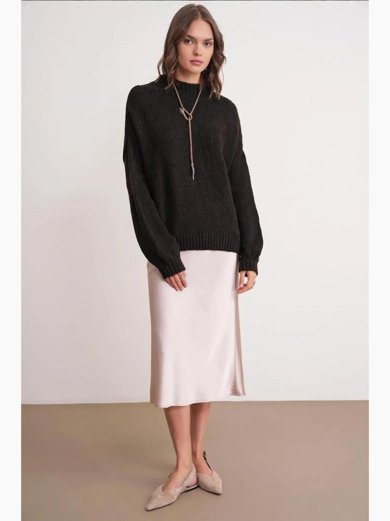 Pull en maille épaisse à col ras du cou et coupe décontractée mixray Marron chocolat - Kiabi