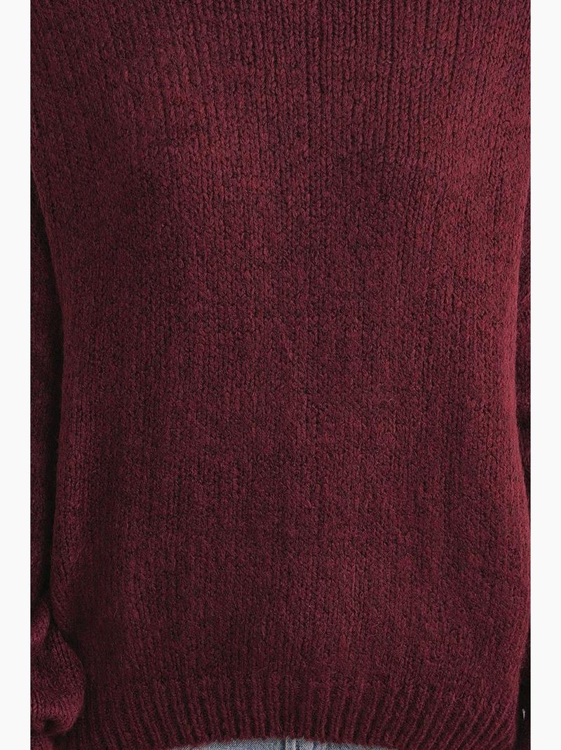 Pull en maille épaisse à col ras du cou et coupe décontractée mixray Rouge bordeaux - Kiabi