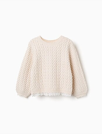 Pull en maille épaisse avec broderie anglaise