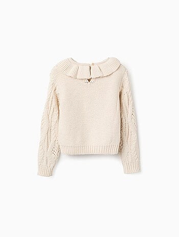 Pull en Maille Épaisse Avec Col à Volants
