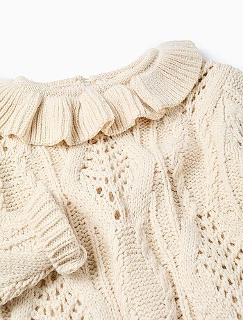 Pull en Maille Épaisse Avec Col à Volants