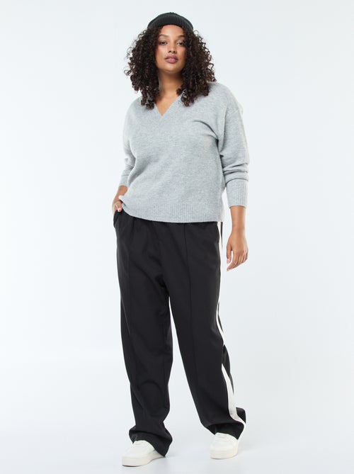 Pull en maille épaisse avec col V - Kiabi
