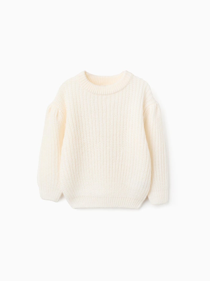Pull en Maille Épaisse avec Épaules Tombantes Beige clair - Kiabi