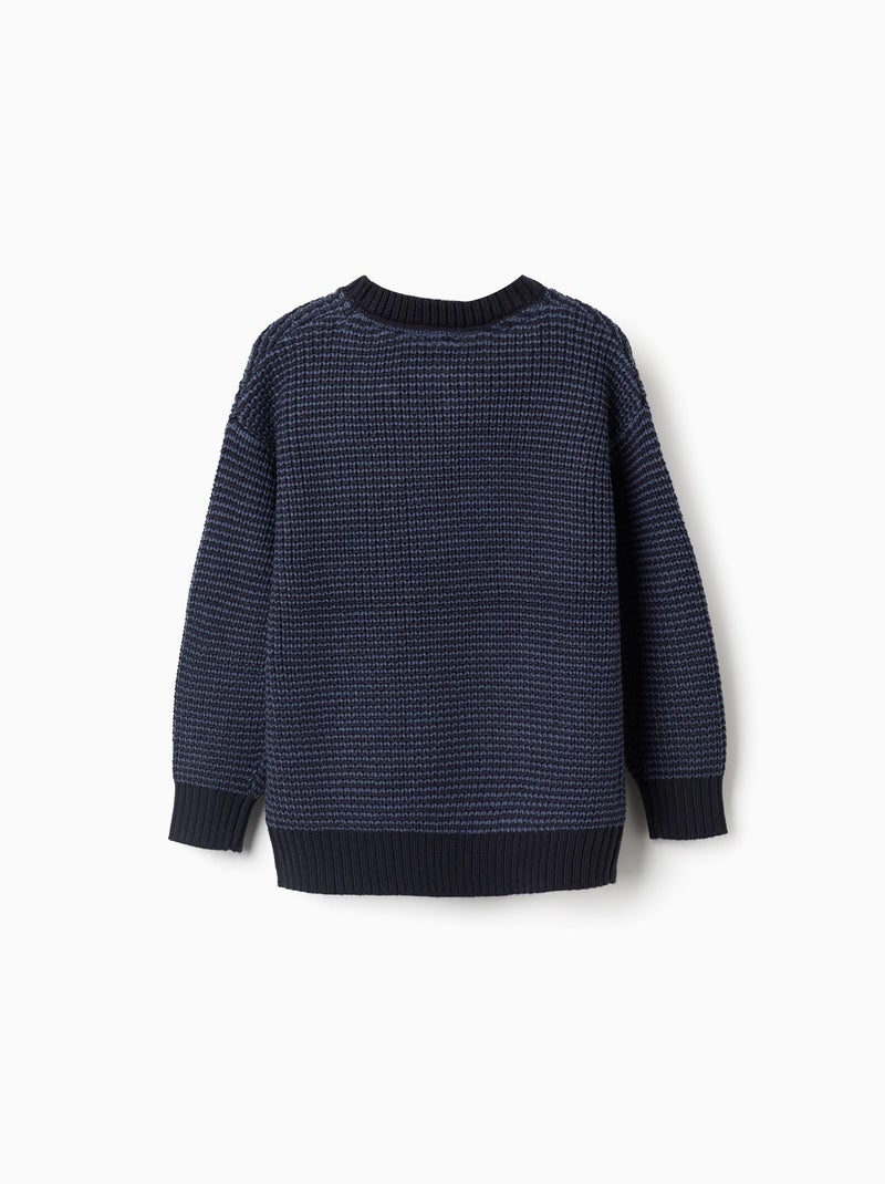 Pull en maille épaisse avec épaules tombantes Bleu foncé - Kiabi