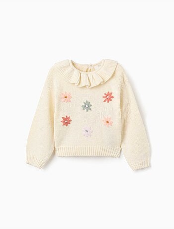 Pull en maille épaisse avec fleurs brodées