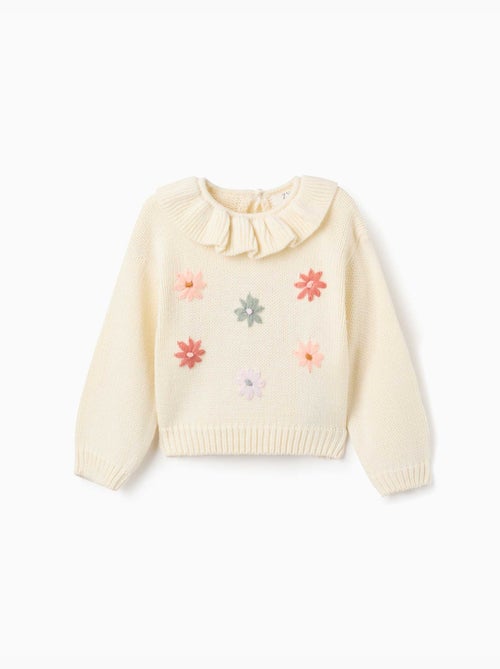 Pull en maille épaisse avec fleurs brodées - Kiabi Pull en maille épaisse avec fleurs brodées - Kiabi