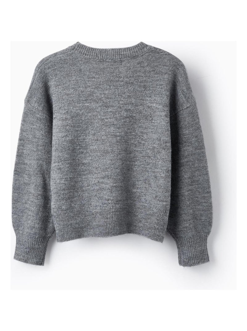 Pull en Maille Épaisse avec Paillettes pour Fille   GIRLS N' ROSES Gris - Kiabi