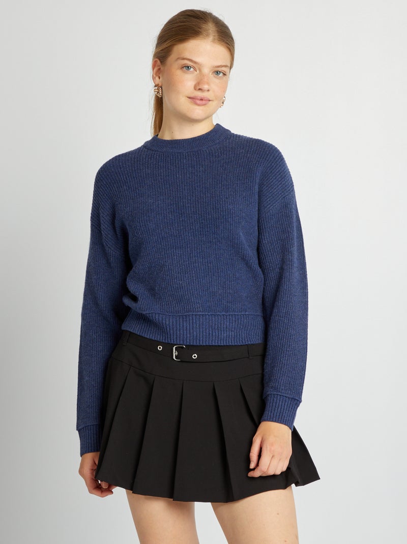 Pull en maille épaisse Bleu - Kiabi