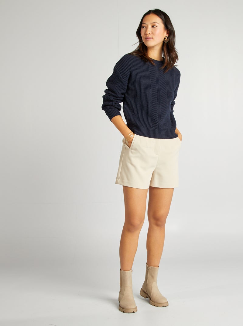 Pull en maille épaisse Bleu marine - Kiabi