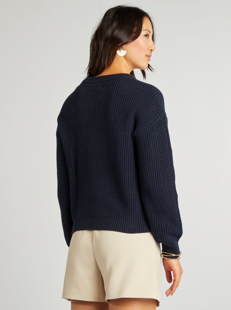 Pull en maille épaisse Bleu marine - Kiabi