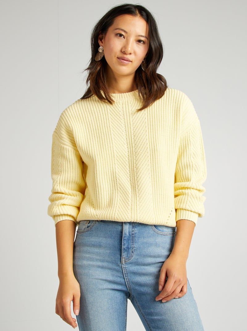 Pull en maille épaisse Jaune - Kiabi