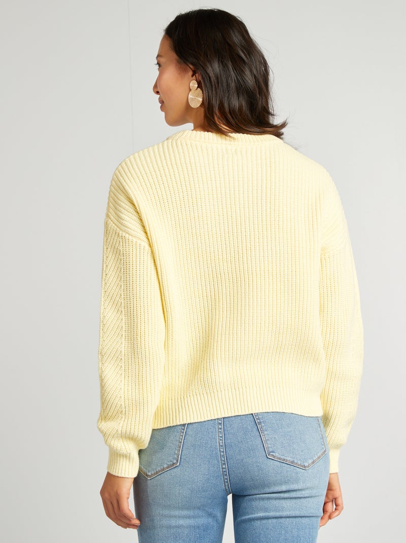 Pull en maille épaisse Jaune - Kiabi