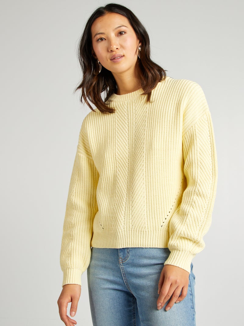 Pull en maille épaisse Jaune - Kiabi