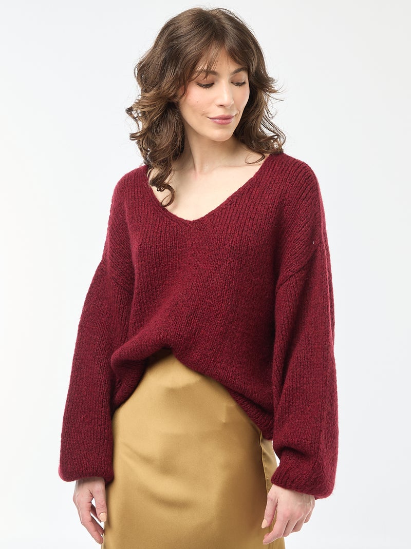 Pull en maille épaisse 'JDY' Bordeaux - Kiabi