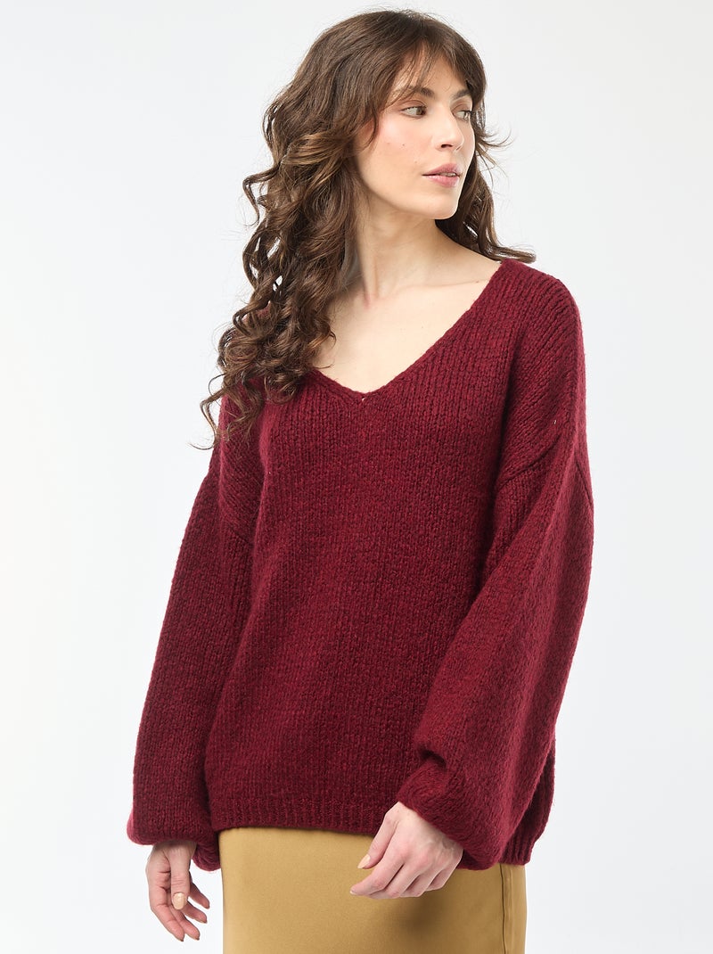 Pull en maille épaisse 'JDY' Bordeaux - Kiabi