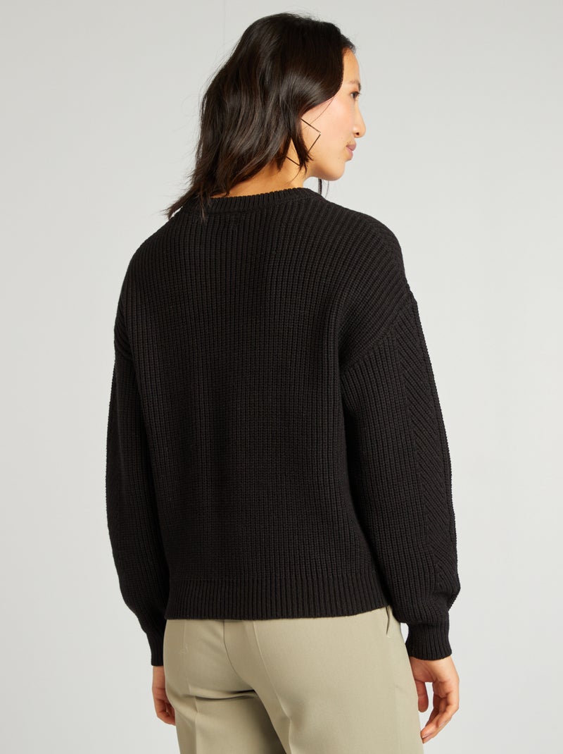 Pull en maille épaisse noir - Kiabi