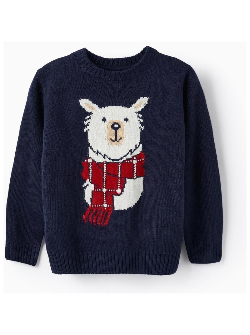 Pull en Maille Épaisse pour Enfant 'Ours Polaire'   NOËL Bleu foncé - Kiabi