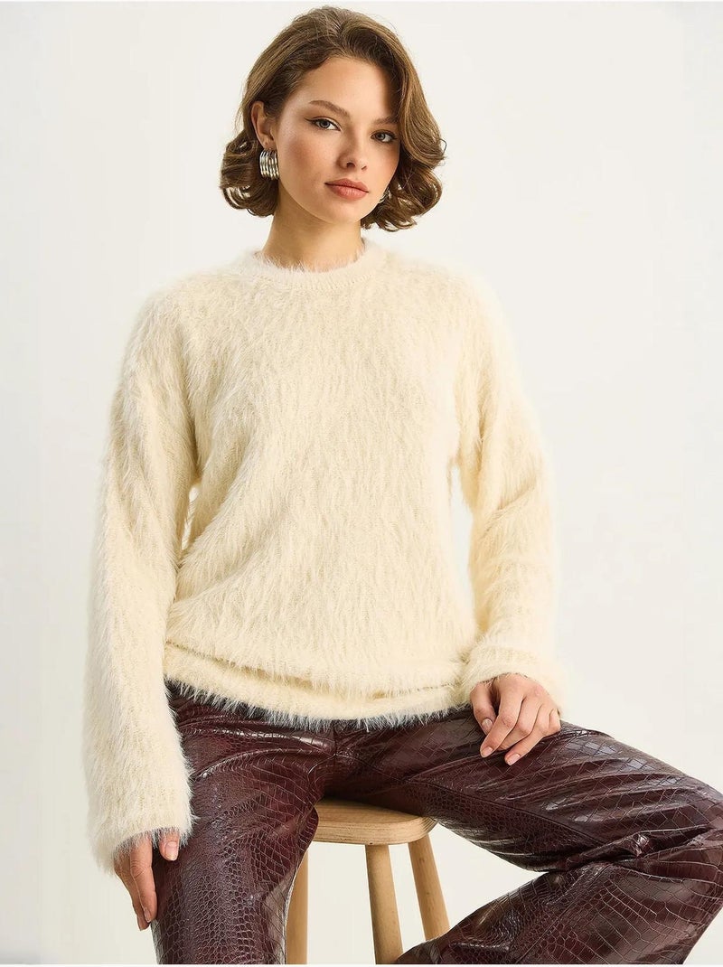 Pull en maille épaisse texturée coupe décontractée lucci Crème - Kiabi