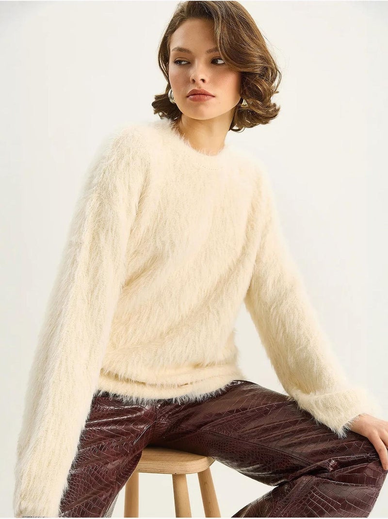 Pull en maille épaisse texturée coupe décontractée lucci Crème - Kiabi
