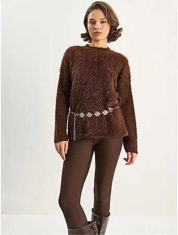 Pull en maille épaisse texturée coupe décontractée lucci