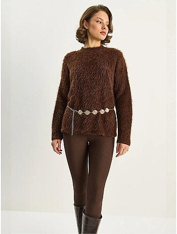 Pull en maille épaisse texturée coupe décontractée lucci