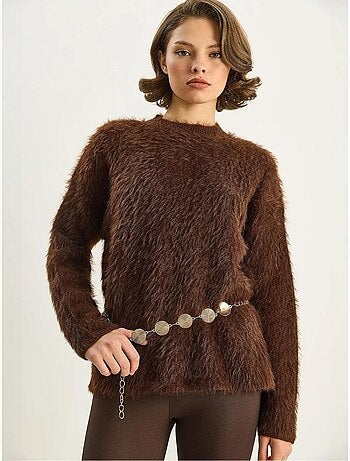 Pull en maille épaisse texturée coupe décontractée lucci