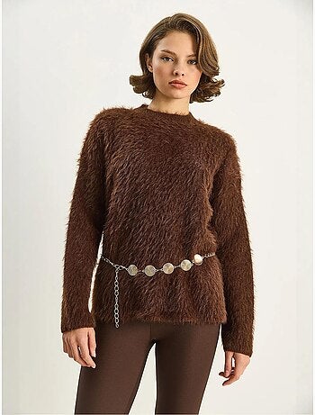 Pull en maille épaisse texturée coupe décontractée lucci