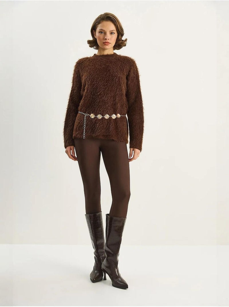 Pull en maille épaisse texturée coupe décontractée lucci Marron chocolat - Kiabi