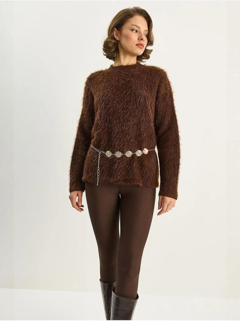 Pull en maille épaisse texturée coupe décontractée lucci Marron chocolat - Kiabi
