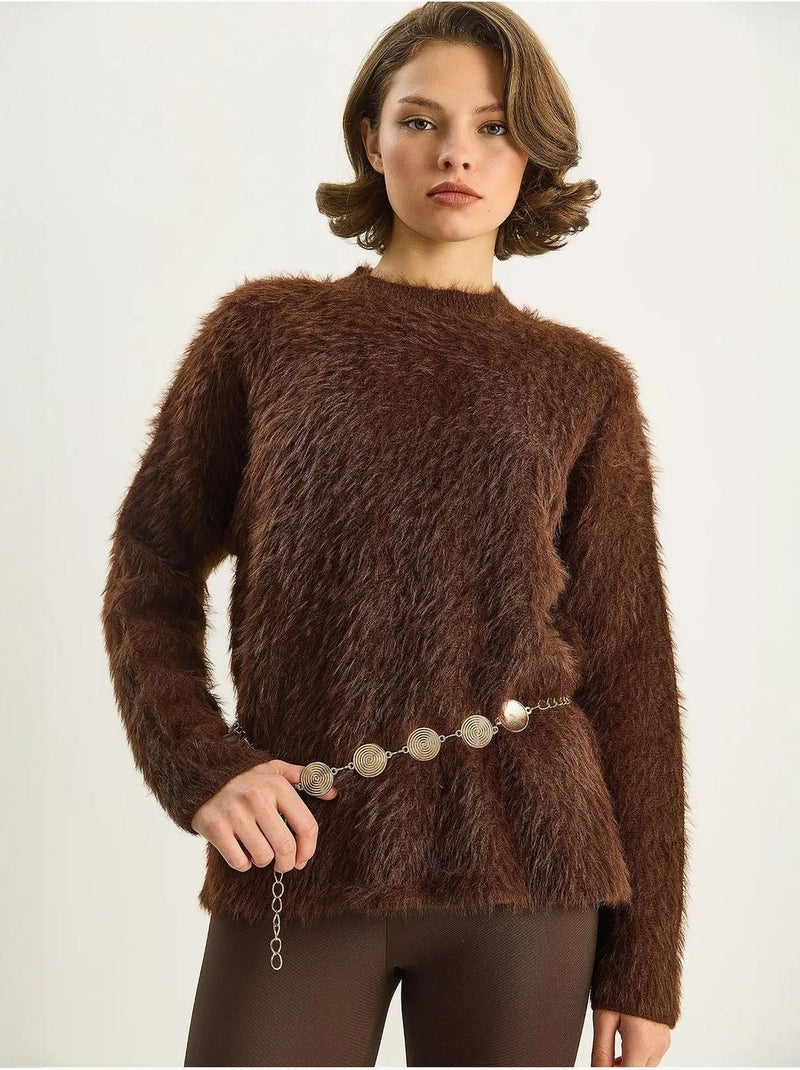 Pull en maille épaisse texturée coupe décontractée lucci Marron chocolat - Kiabi