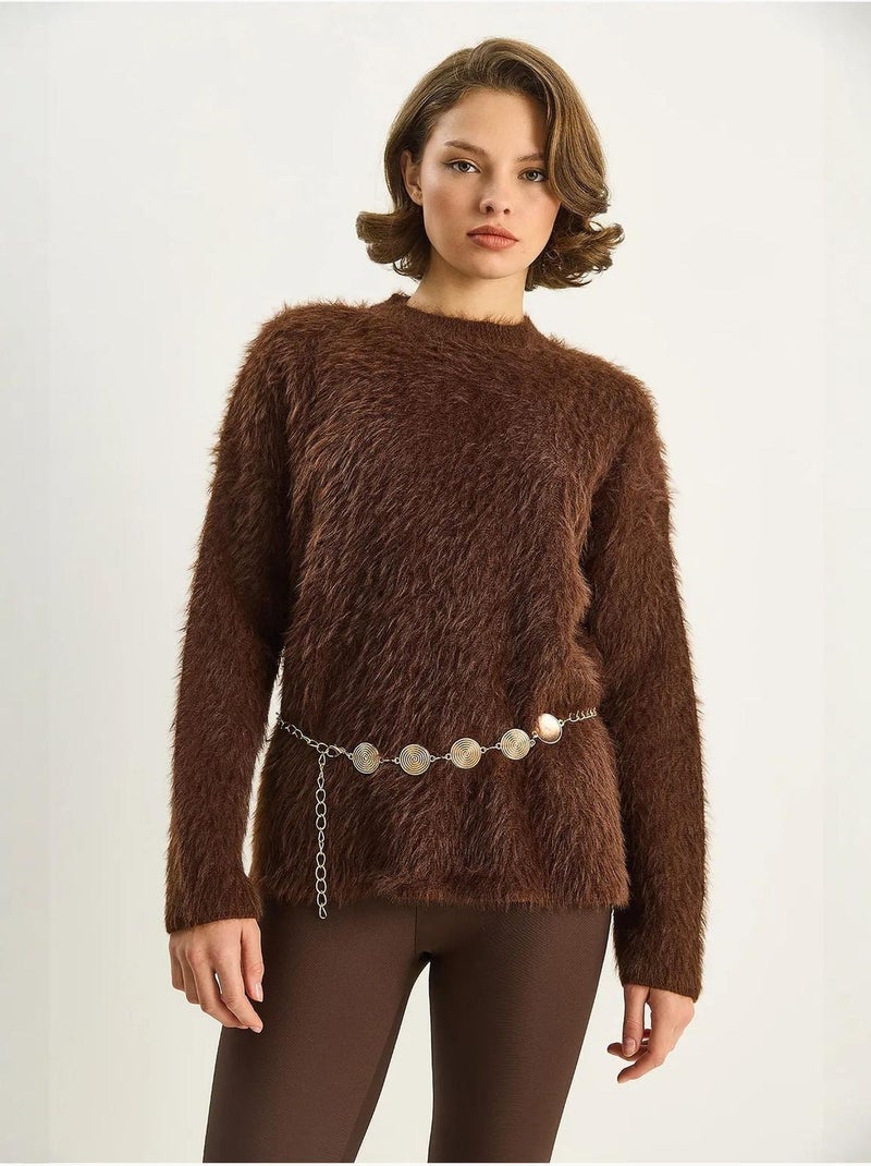 Pull en maille épaisse texturée coupe décontractée lucci Marron chocolat - Kiabi