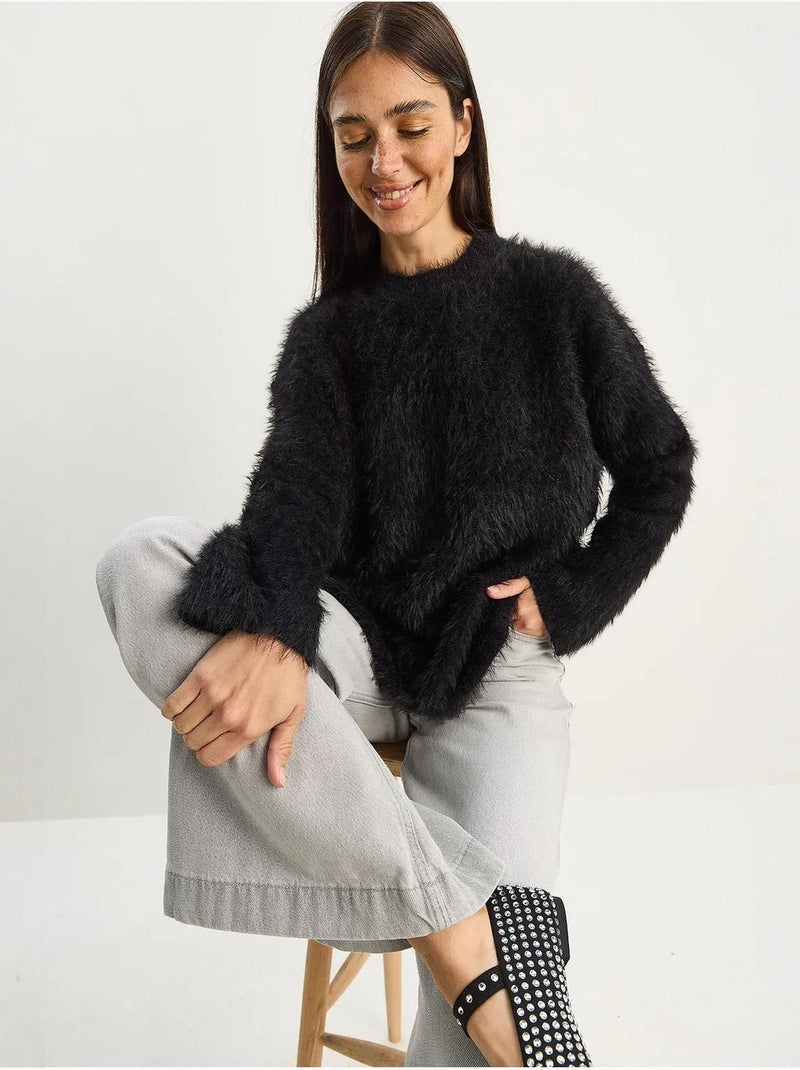 Pull en maille épaisse texturée coupe décontractée lucci Noir - Kiabi