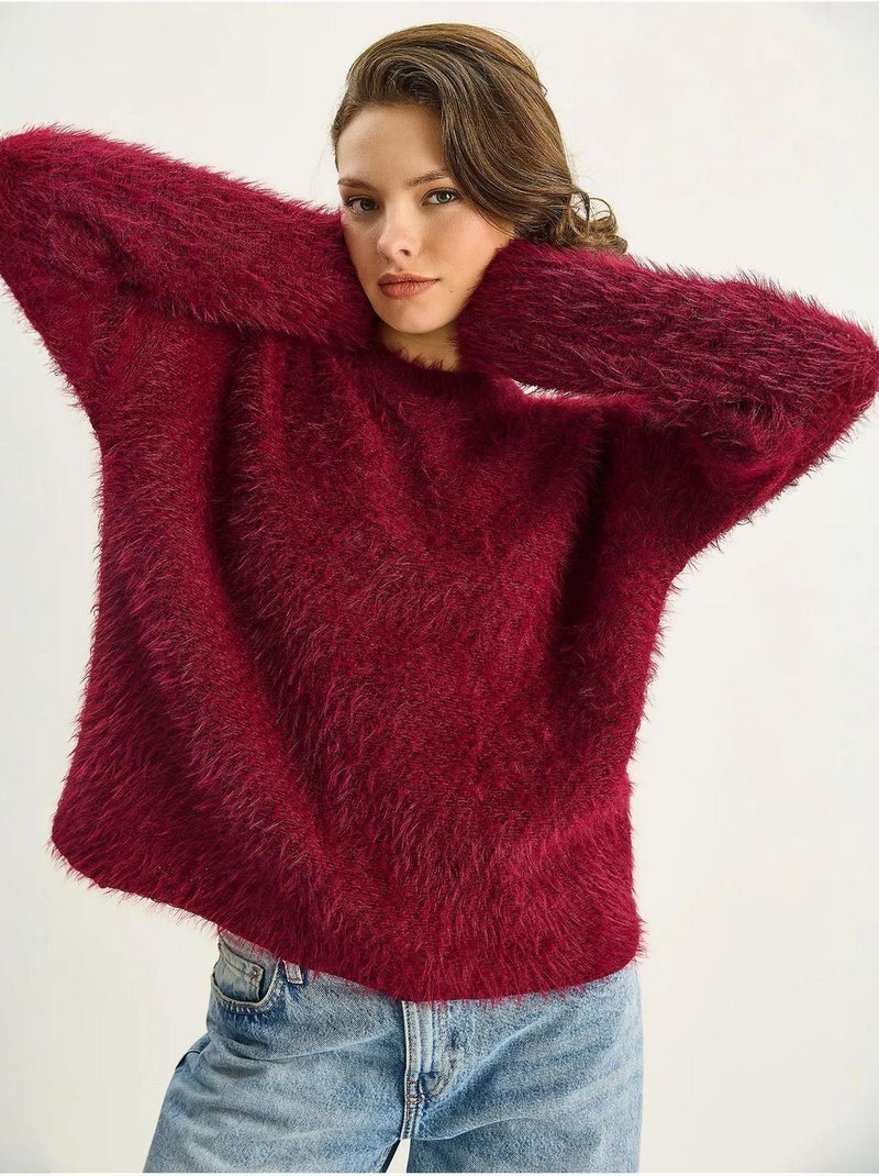 Pull en maille épaisse texturée coupe décontractée lucci Rouge bordeaux - Kiabi