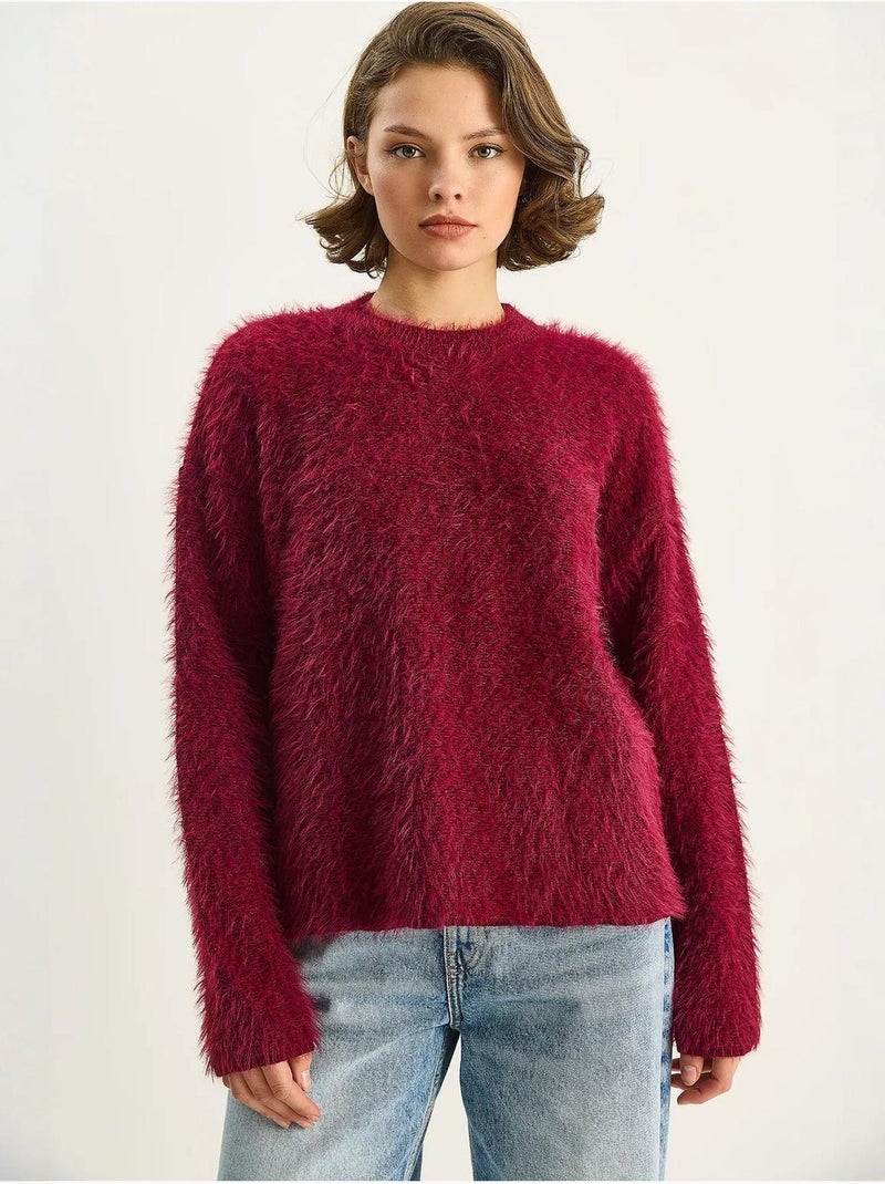 Pull en maille épaisse texturée coupe décontractée lucci Rouge bordeaux - Kiabi