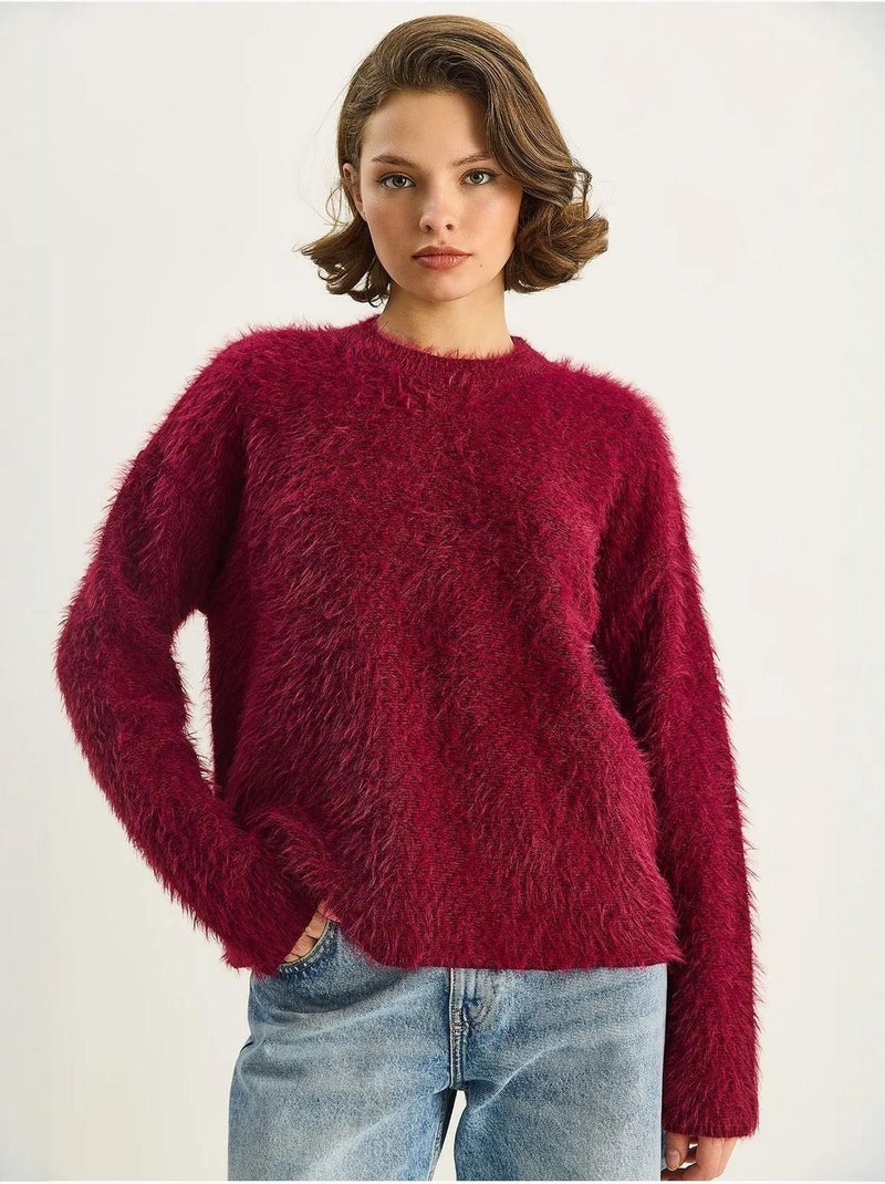 Pull en maille épaisse texturée coupe décontractée lucci Rouge bordeaux - Kiabi