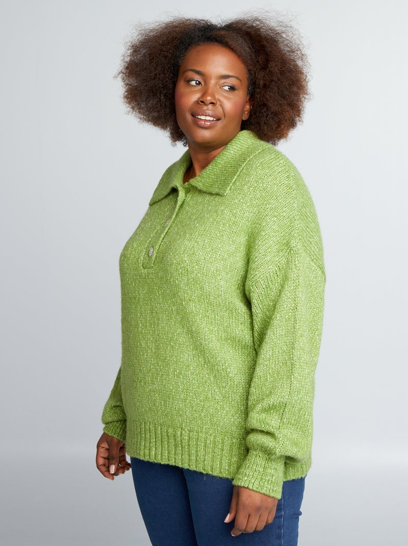 Pull en maille épaisse Vert - Kiabi