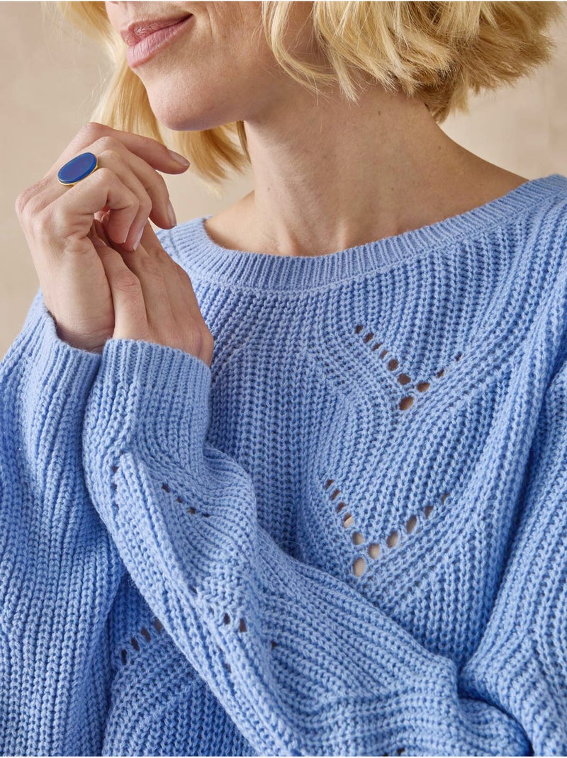 Pull en maille fantaisie - DAXON Bleu lavande - Kiabi