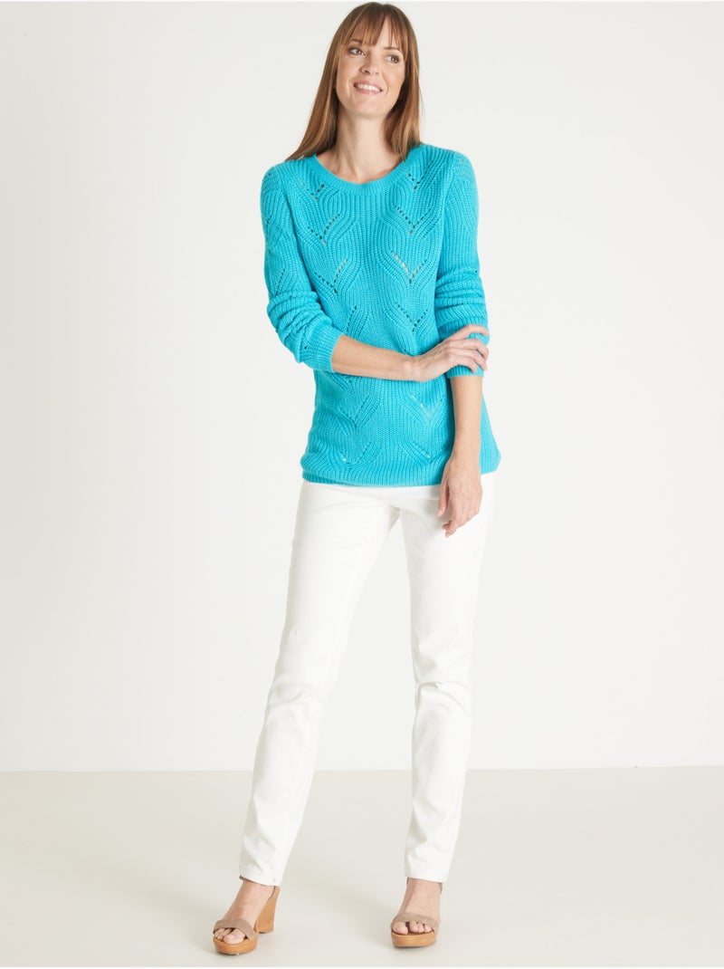 Pull en maille fantaisie - DAXON Bleu turquoise - Kiabi