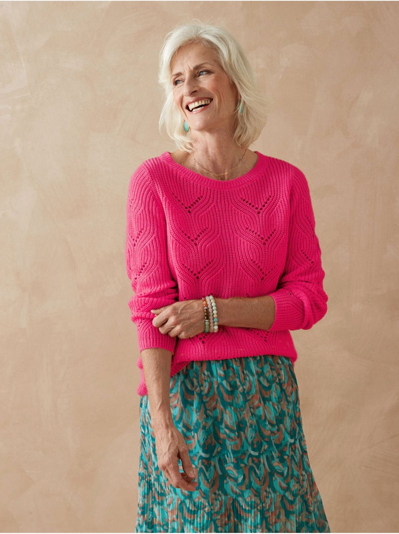 Pull en maille fantaisie - DAXON Rose fushia - Kiabi