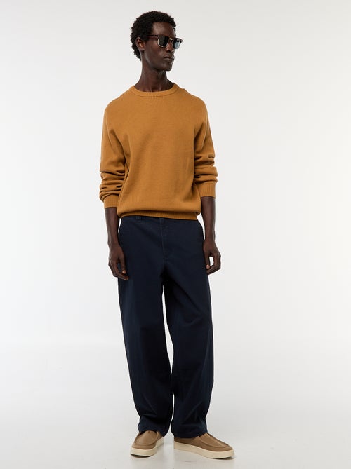 Pull en maille fantaisie à col rond - Kiabi