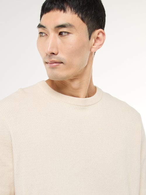 Pull en maille fantaisie à col rond - Kiabi