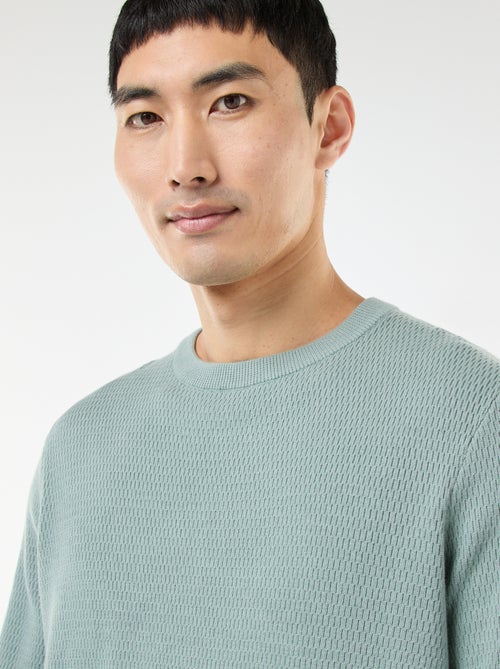 Pull en maille fantaisie à col rond - Kiabi