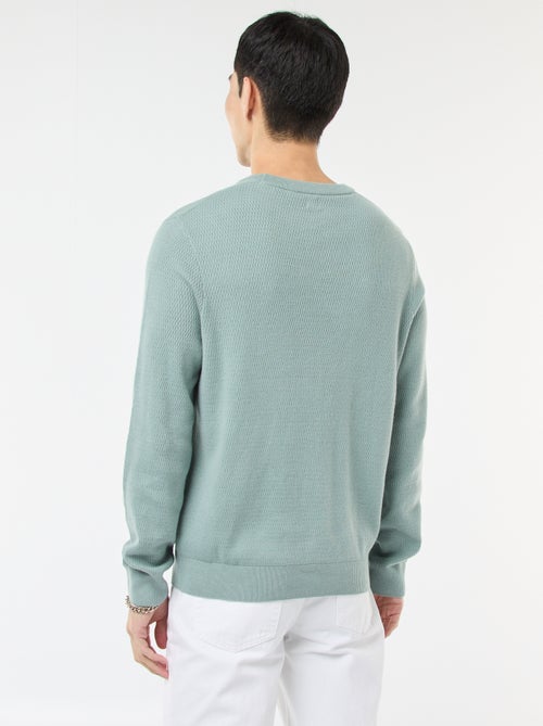 Pull en maille fantaisie à col rond - Kiabi