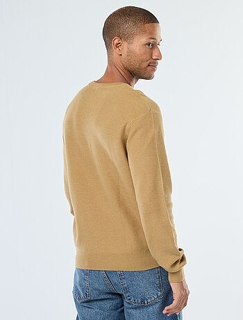 Pull en maille fantaisie à col rond boutonné
