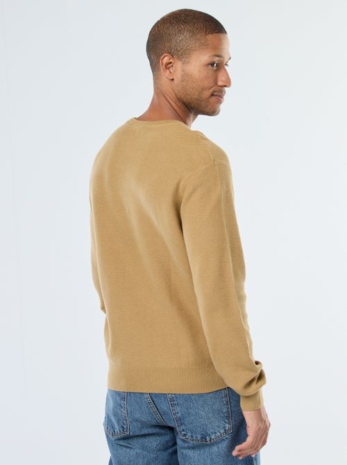 Pull en maille fantaisie à col rond boutonné - Kiabi Pull en maille fantaisie à col rond boutonné - Kiabi