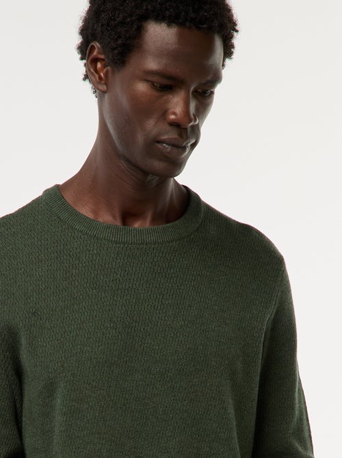 Pull en maille fantaisie à col rond - Kiabi